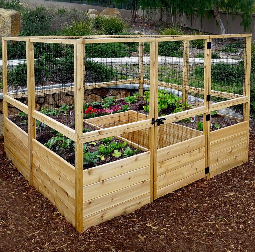 Cedar Raised Garden Bed 6x3 with Deer Fence