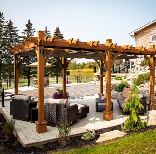 Cedar Pergola with Canopies 12x16 - Outdoor Living Today